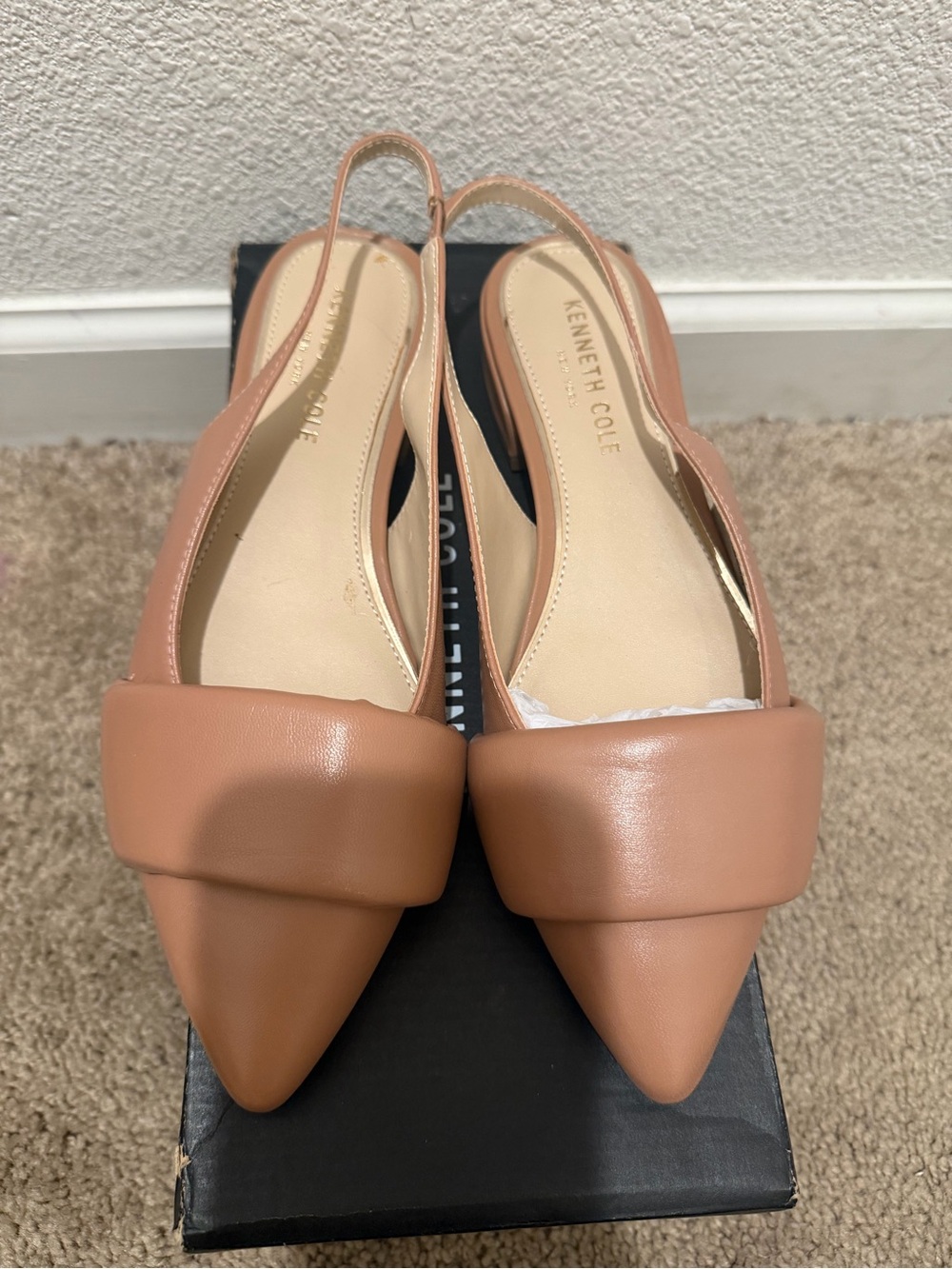 “New” Kenneth Cole CALEN Tan Slingback Pointed Flats size6.5